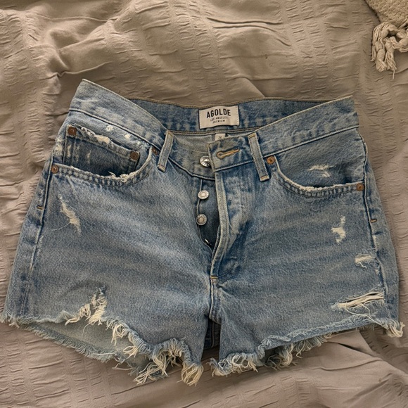 Agolde Pants - Agolde Light Blue Distressed Jean Shorts size 26